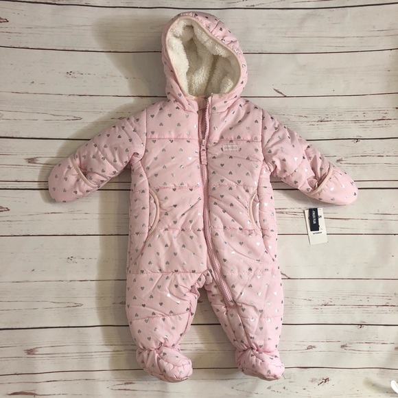 OshKosh B'gosh Other - OshKosh B’Gosh Pink Silver Snowsuit with hearts